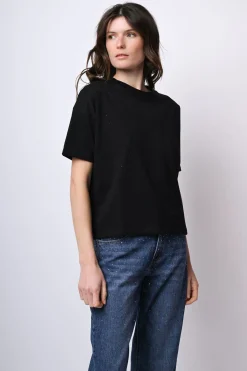 T-shirt in cotone con strass